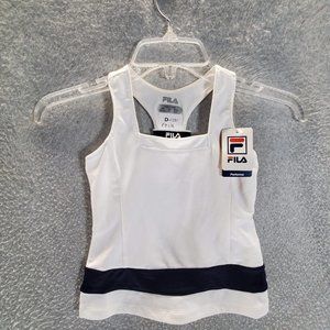 Fila Girls Tank Top XXS White Coolmax Active Sleeveless Square Neck Pullover NWT